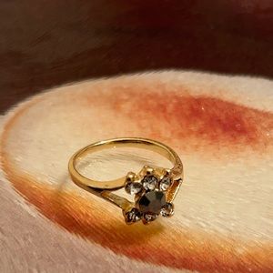 Gold plated with black gem ring